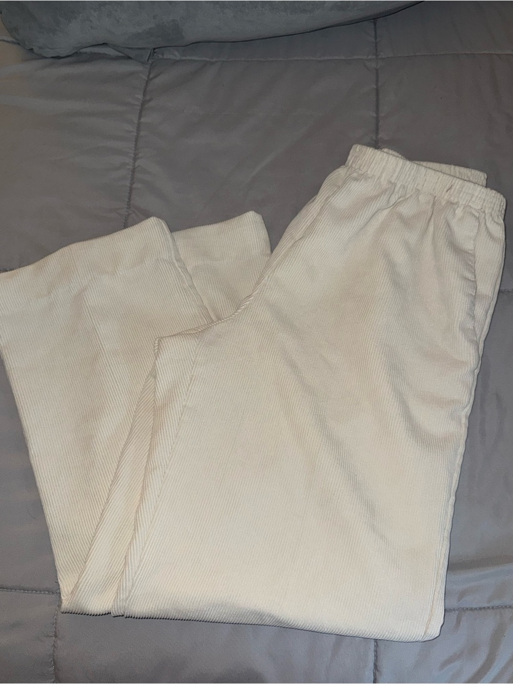 Alfred Dunner Cream Corduroy Elastic-Waist Pants